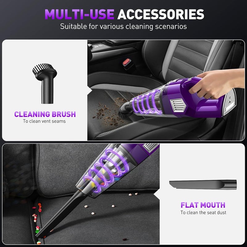 DBHAL Handheld Vacuum Cordless, 15000PA Powerful Suction Car Vacuum Cleaner Lightweight with Multi Accessories, Hand held Vacuum Cleaner Dust Busters Cordless Rechargeable for Car Home - Image 3